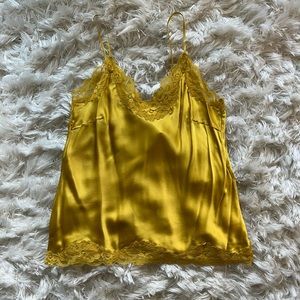 Gold Hawk lace trim yellow gold silk cami